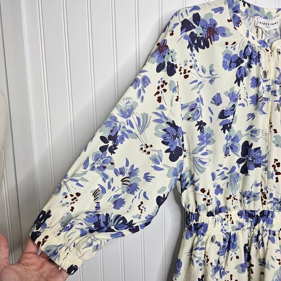 Apiece Apart Mona Long Sleeve Mini Dress Size Medium Painterly Floral Wedding - Picture 3 of 10